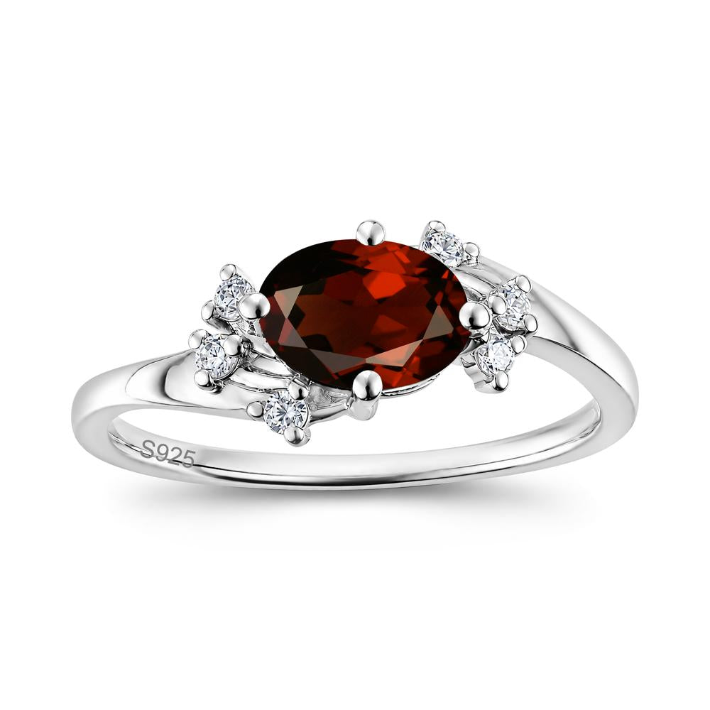 East West Oval Cut Emerald Cluster Ring - LUO Jewelry #gemstone_Garnet