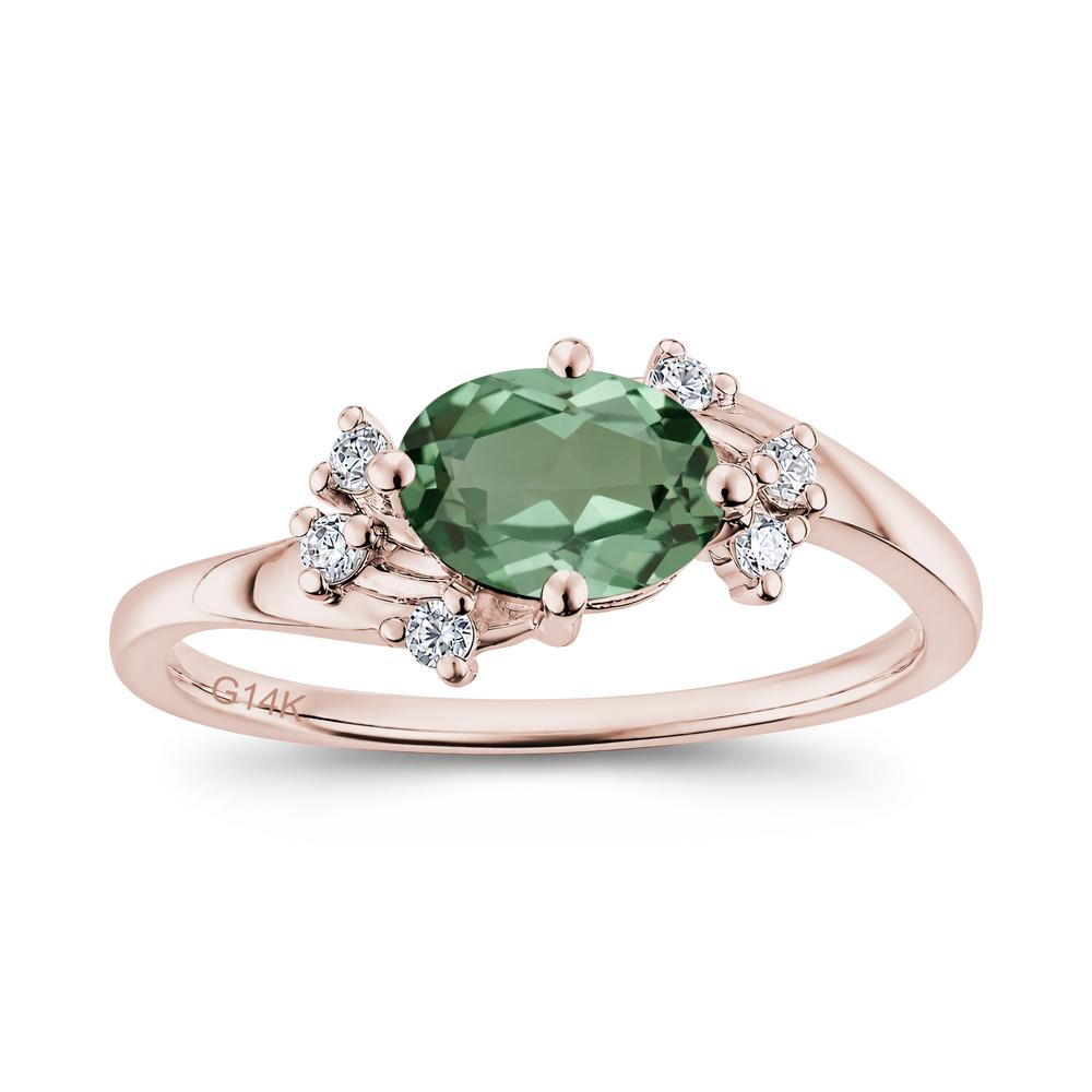 East West Oval Cut Emerald Cluster Ring - LUO Jewelry #gemstone_Green Sapphire