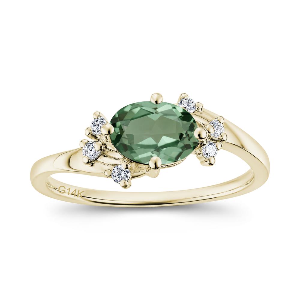 East West Oval Cut Emerald Cluster Ring - LUO Jewelry #gemstone_Green Sapphire