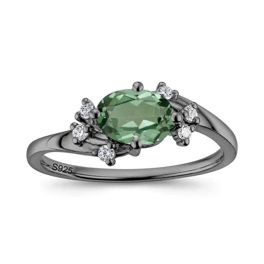 East West Oval Cut Emerald Cluster Ring - LUO Jewelry #gemstone_Green Sapphire