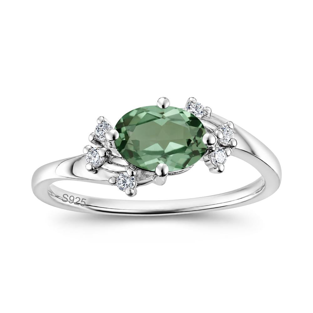 East West Oval Cut Emerald Cluster Ring - LUO Jewelry #gemstone_Green Sapphire