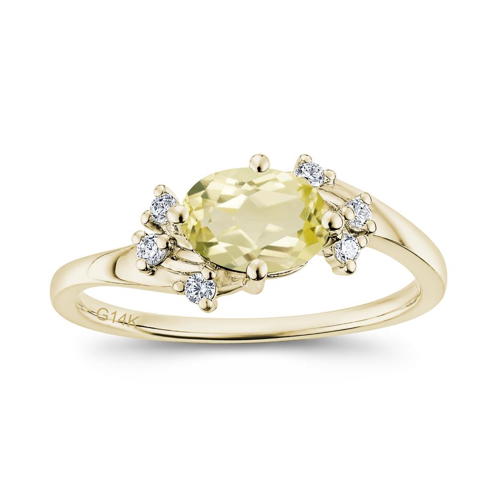 East West Oval Cut Emerald Cluster Ring - LUO Jewelry #gemstone_Lemon Quartz