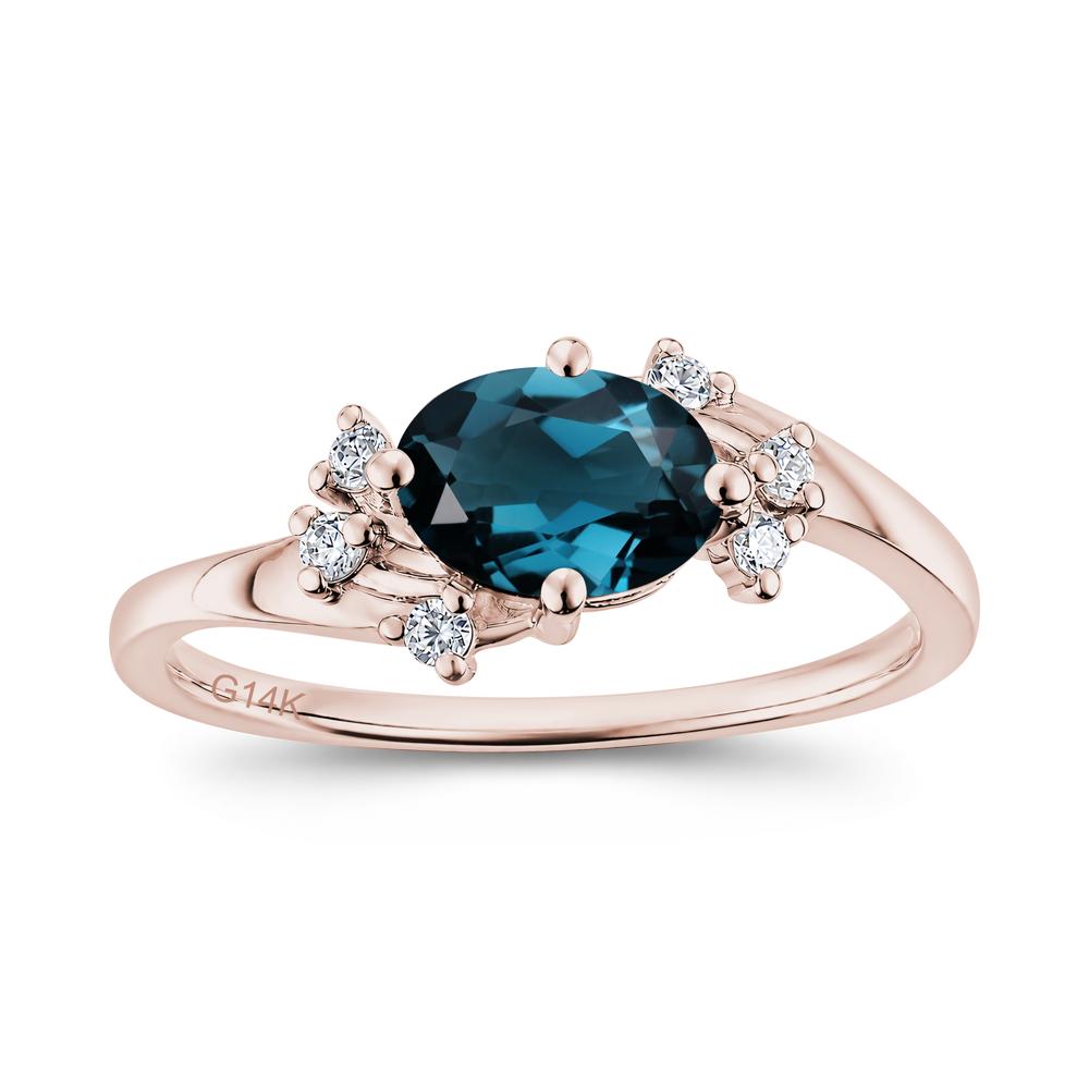 East West Oval Cut Emerald Cluster Ring - LUO Jewelry #gemstone_London Blue Topaz