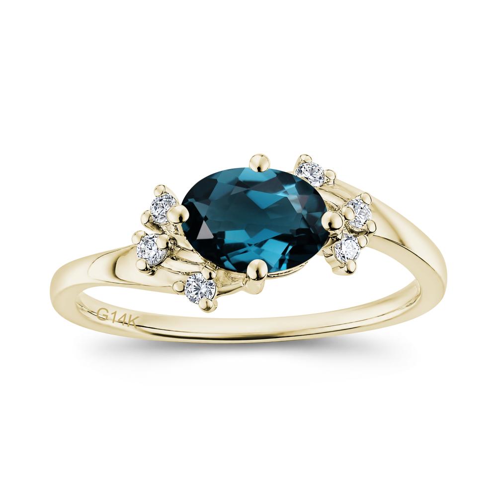 East West Oval Cut Emerald Cluster Ring - LUO Jewelry #gemstone_London Blue Topaz