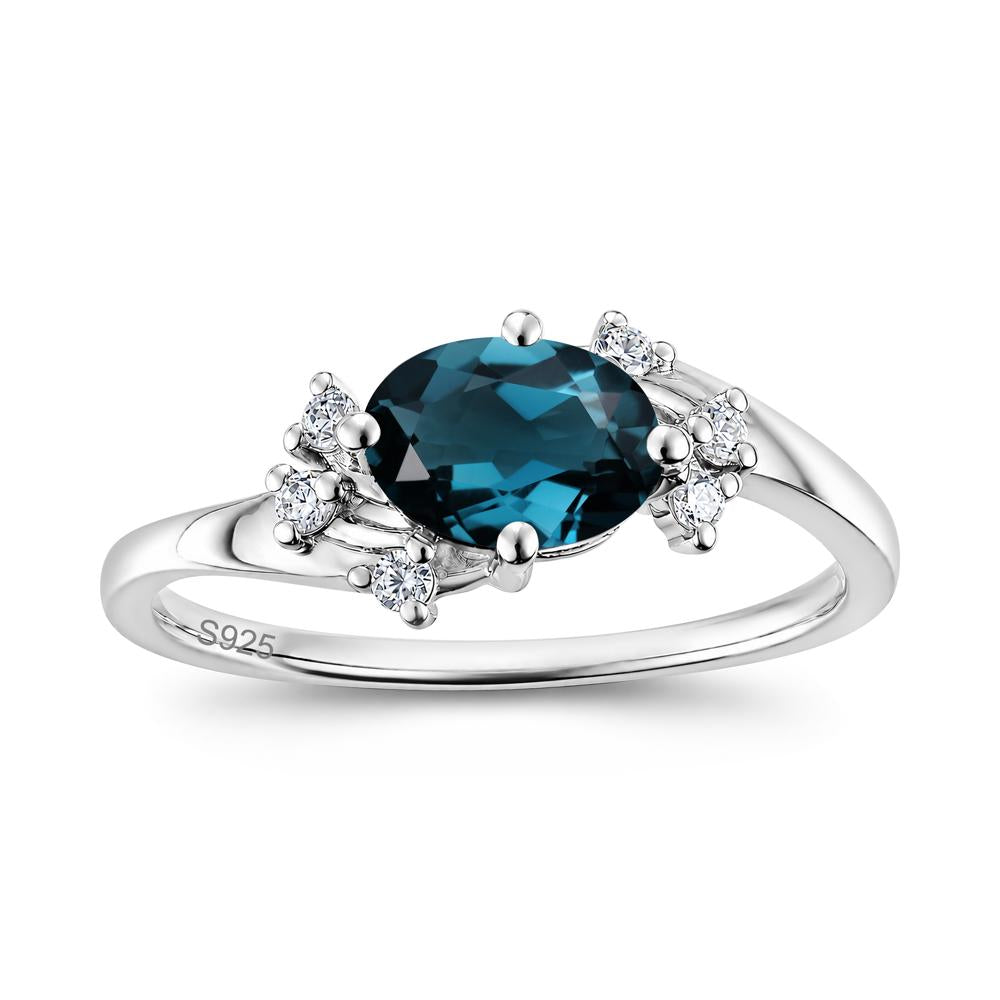 East West Oval Cut Emerald Cluster Ring - LUO Jewelry #gemstone_London Blue Topaz
