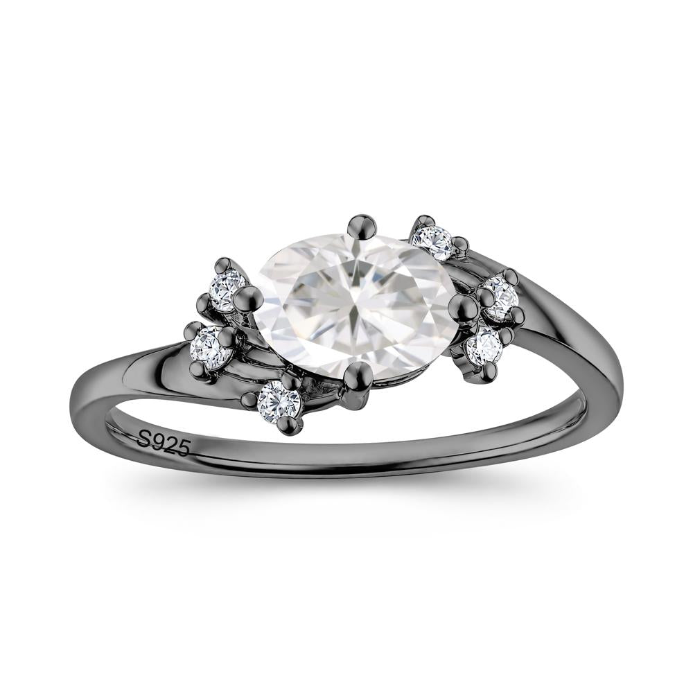 East West Oval Cut Emerald Cluster Ring - LUO Jewelry #gemstone_Moissanite