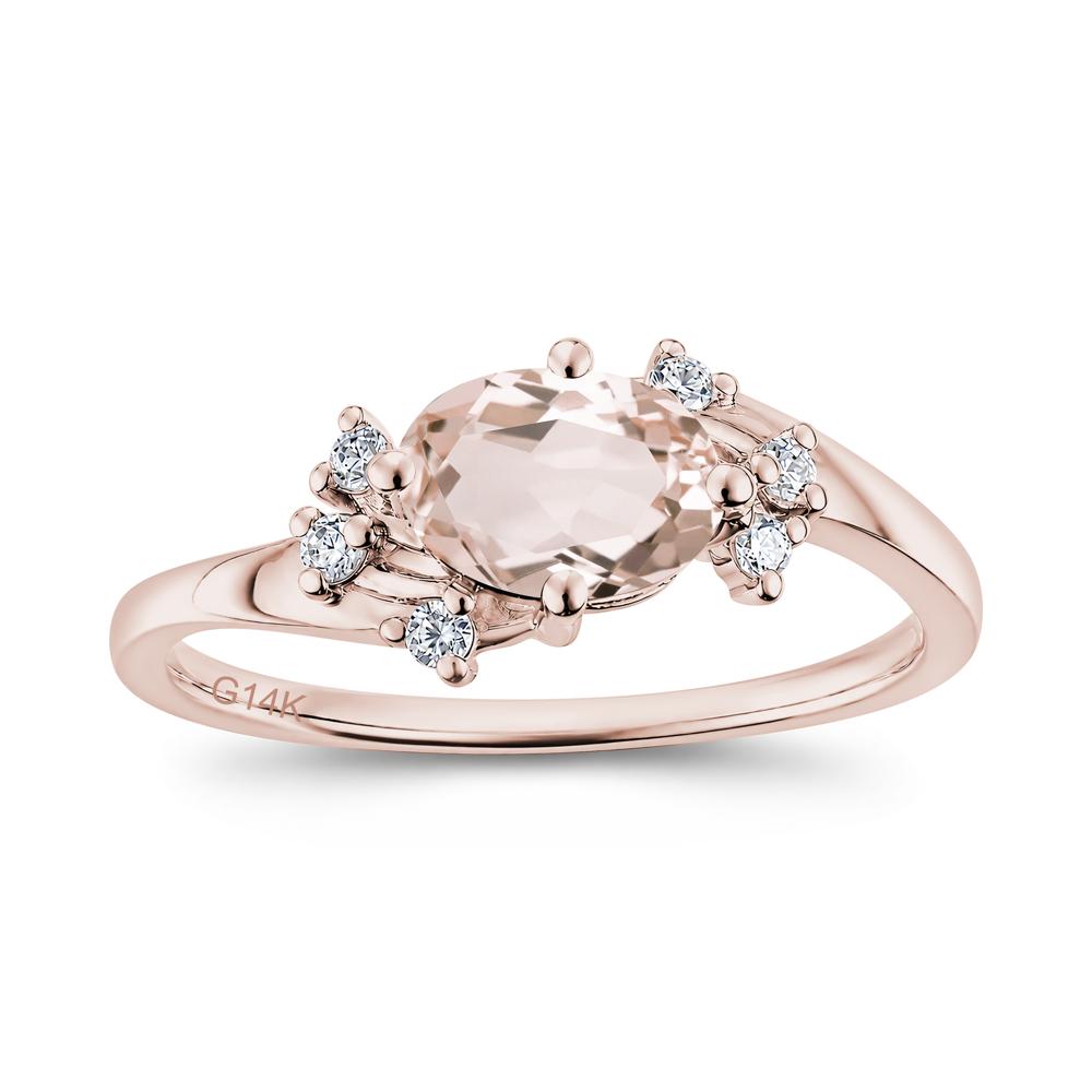 East West Oval Cut Emerald Cluster Ring - LUO Jewelry #gemstone_Morganite