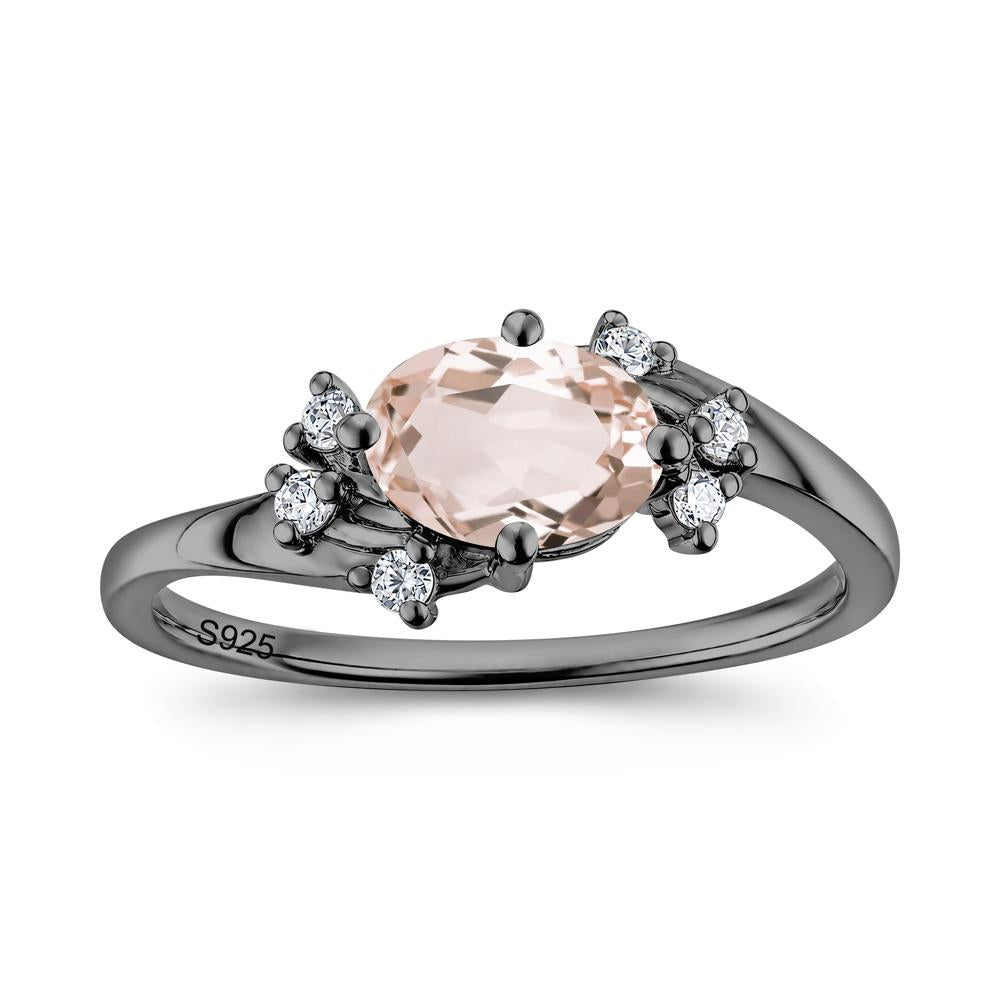 East West Oval Cut Emerald Cluster Ring - LUO Jewelry #gemstone_Morganite