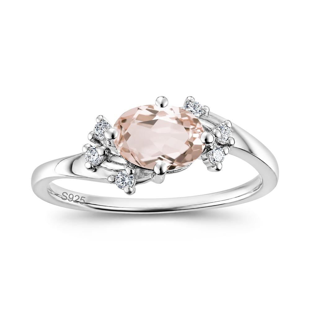 East West Oval Cut Emerald Cluster Ring - LUO Jewelry #gemstone_Morganite