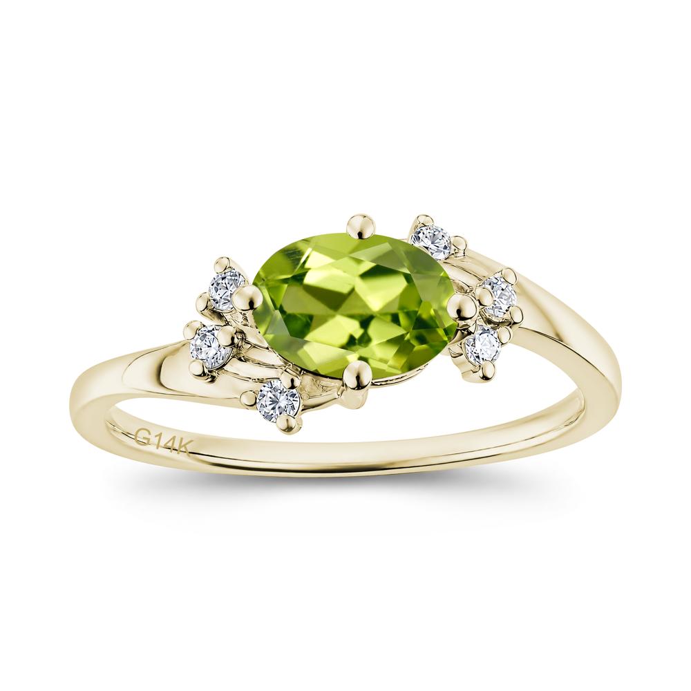 East West Oval Cut Emerald Cluster Ring - LUO Jewelry #gemstone_Peridot