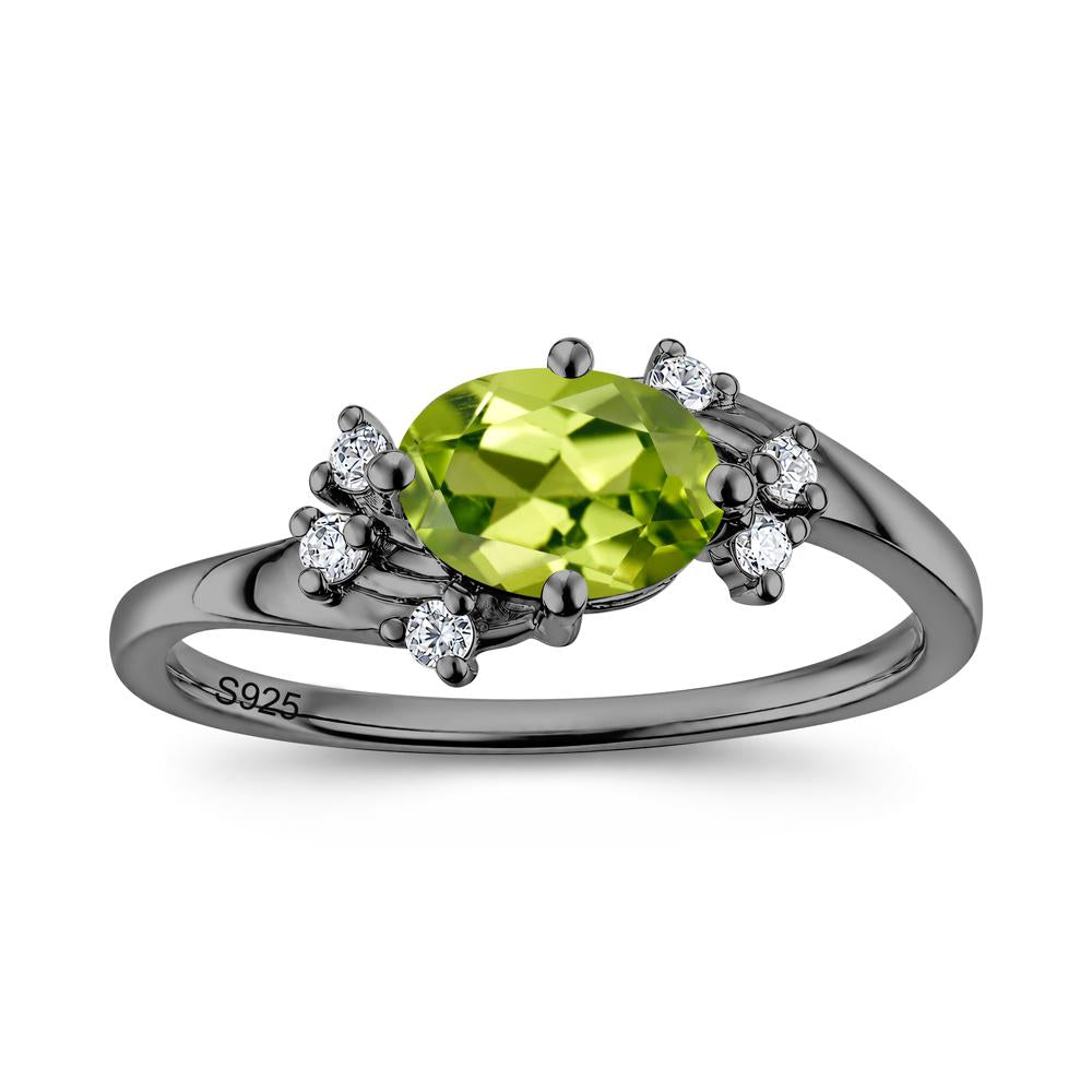 East West Oval Cut Emerald Cluster Ring - LUO Jewelry #gemstone_Peridot