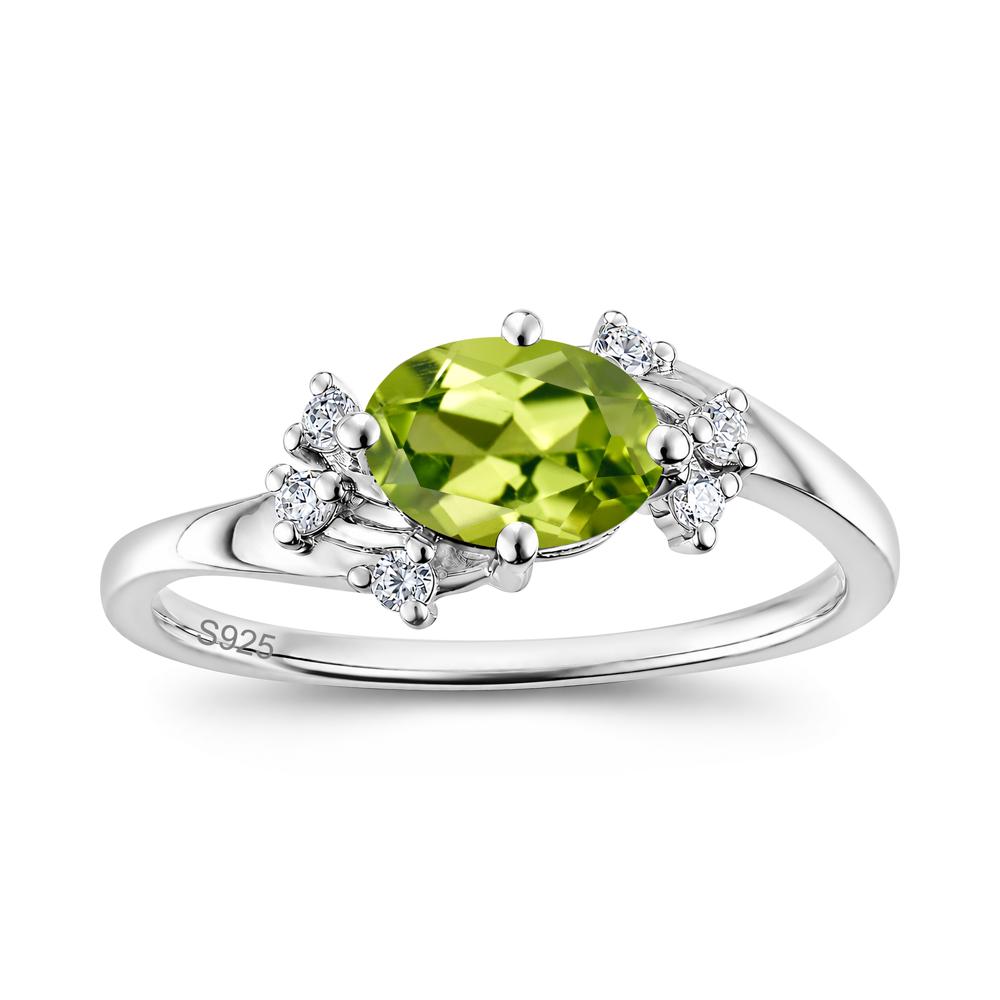 East West Oval Cut Emerald Cluster Ring - LUO Jewelry #gemstone_Peridot