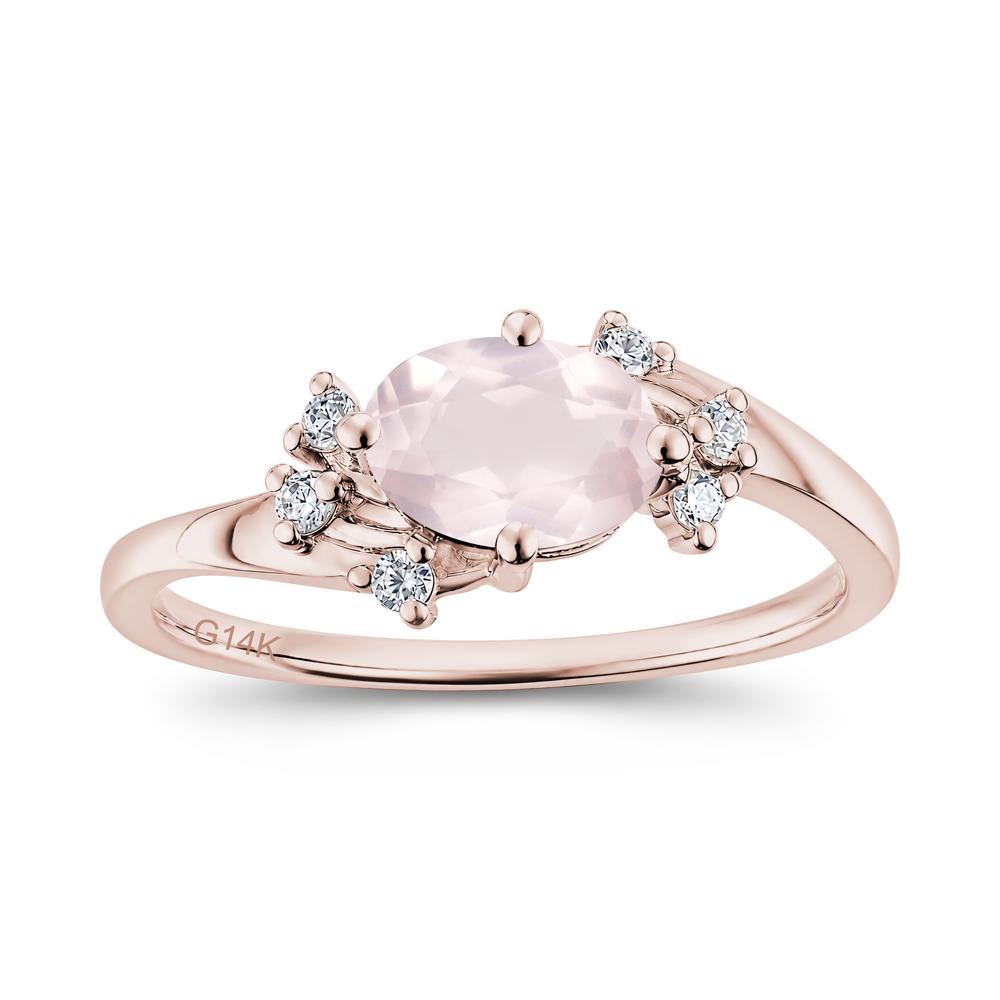 East West Oval Cut Emerald Cluster Ring - LUO Jewelry #gemstone_Rose Quartz