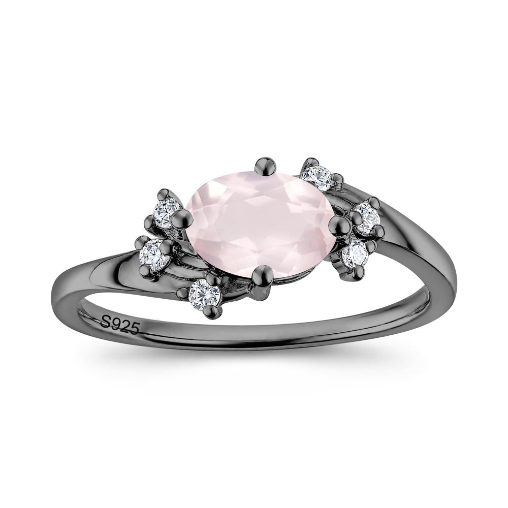 East West Oval Cut Emerald Cluster Ring - LUO Jewelry #gemstone_Rose Quartz