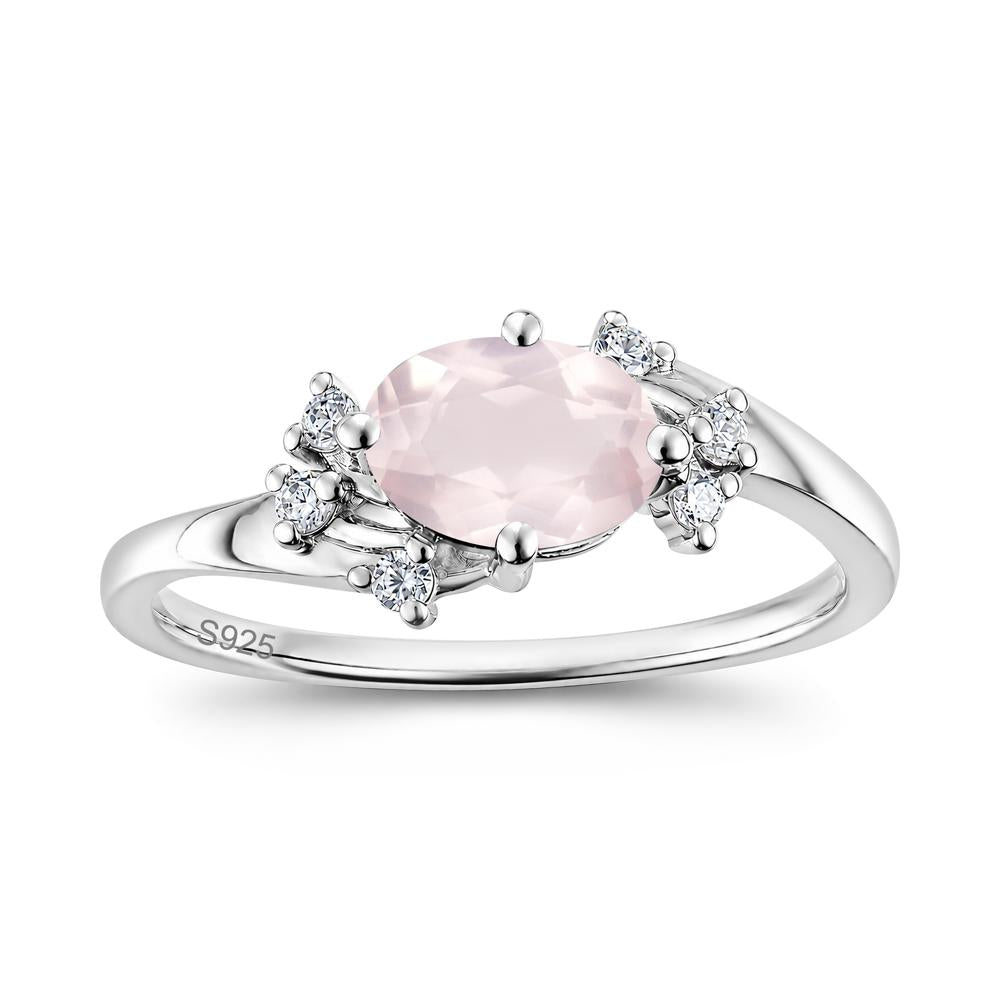 East West Oval Cut Emerald Cluster Ring - LUO Jewelry #gemstone_Rose Quartz