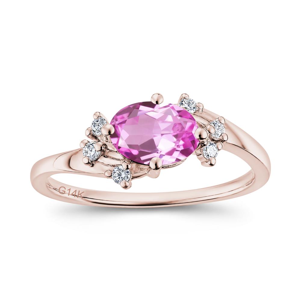 East West Oval Cut Emerald Cluster Ring - LUO Jewelry #gemstone_Pink Sapphire