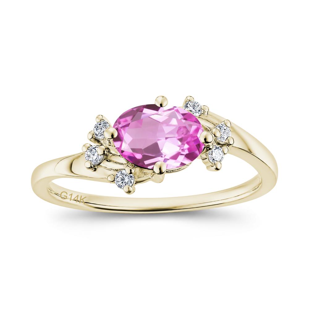 East West Oval Cut Emerald Cluster Ring - LUO Jewelry #gemstone_Pink Sapphire
