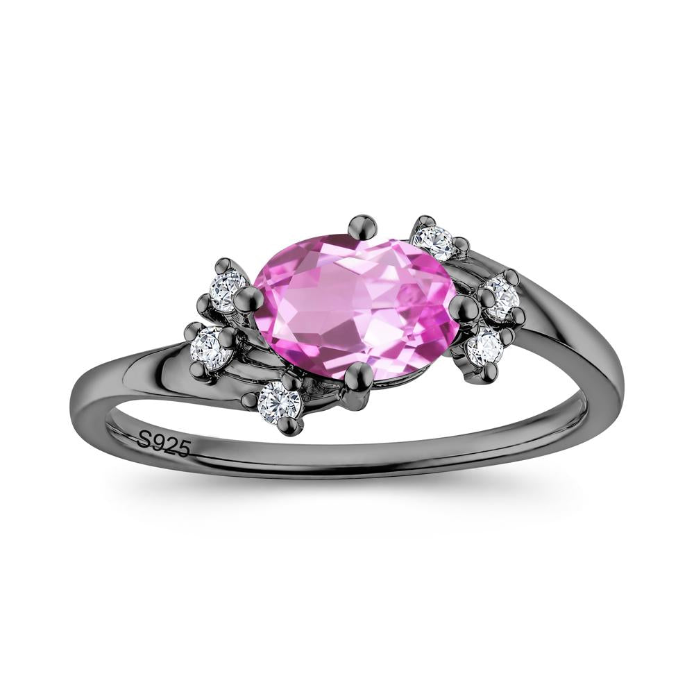 East West Oval Cut Emerald Cluster Ring - LUO Jewelry #gemstone_Pink Sapphire