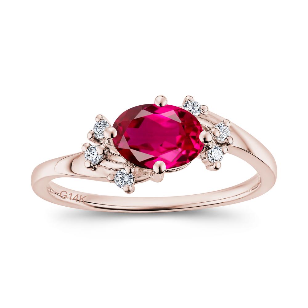 East West Oval Cut Emerald Cluster Ring - LUO Jewelry #gemstone_Ruby
