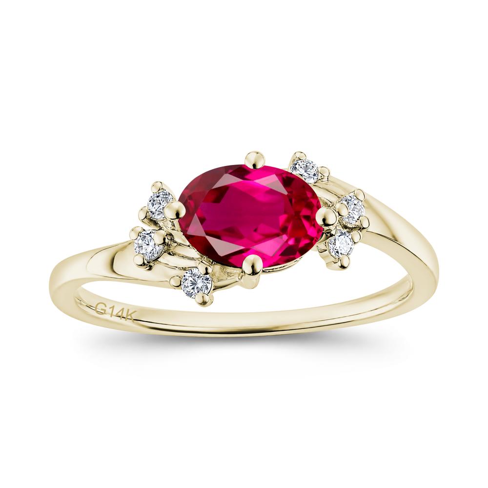 East West Oval Cut Emerald Cluster Ring - LUO Jewelry #gemstone_Ruby