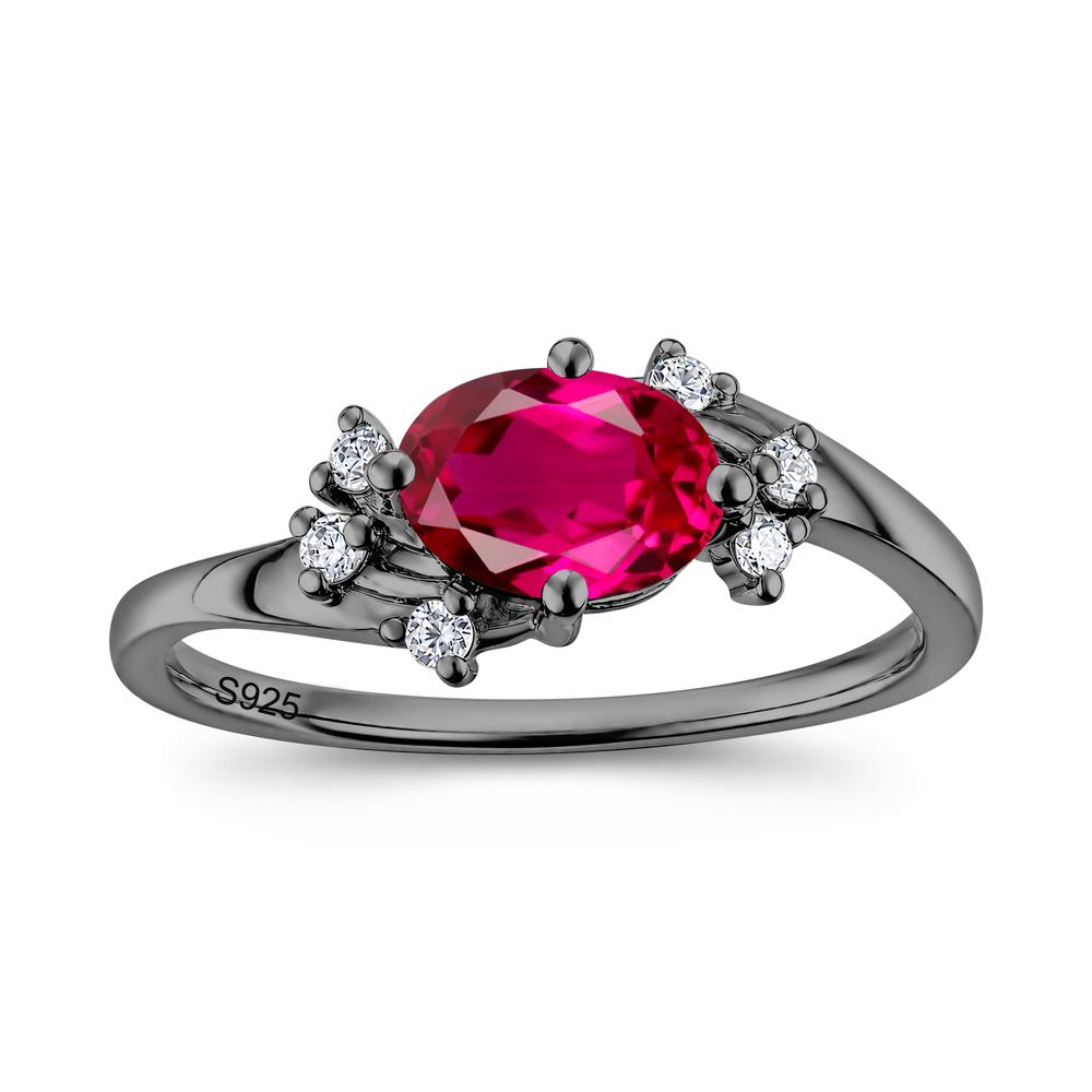 East West Oval Cut Emerald Cluster Ring - LUO Jewelry #gemstone_Ruby
