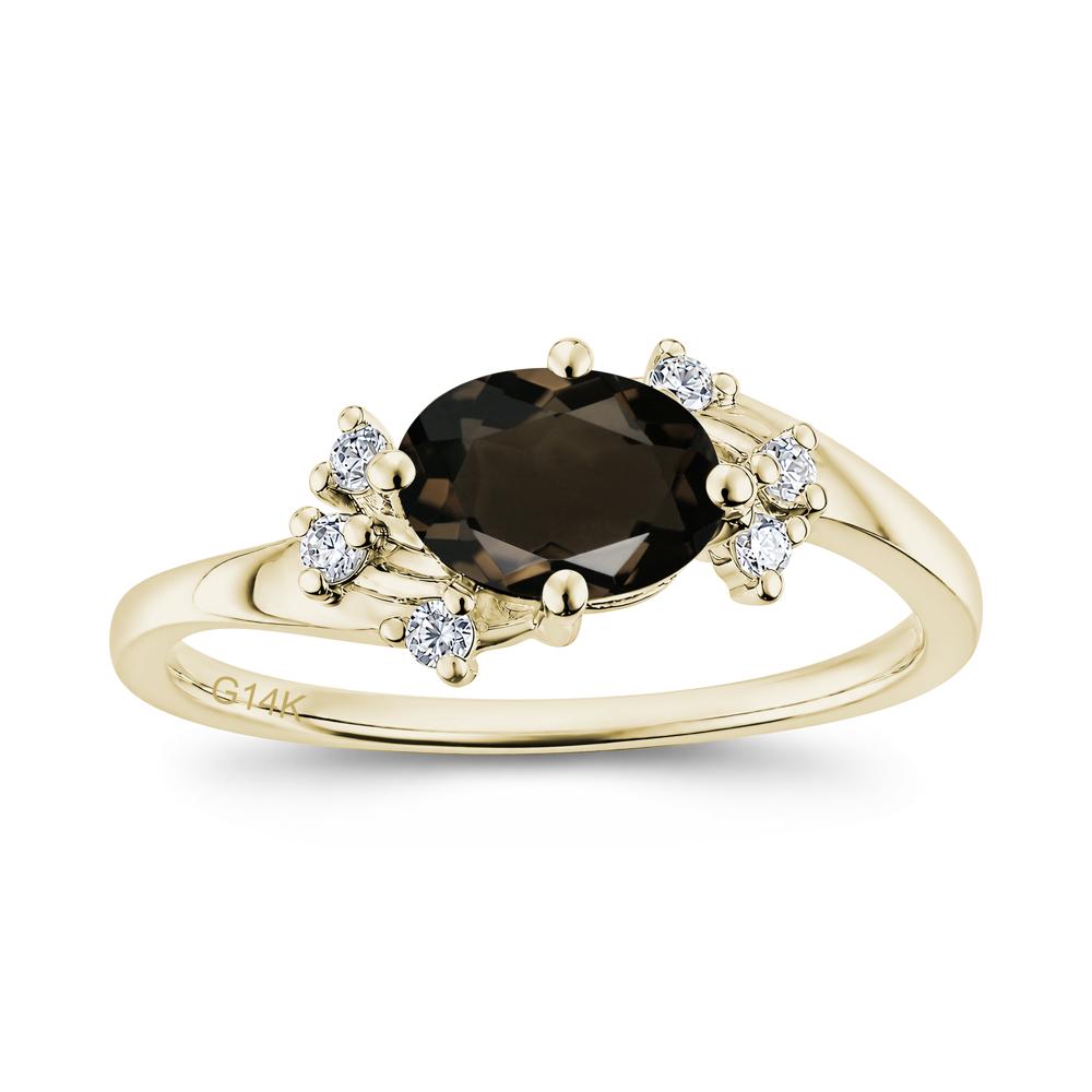 East West Oval Cut Emerald Cluster Ring - LUO Jewelry #gemstone_Smoky Quartz
