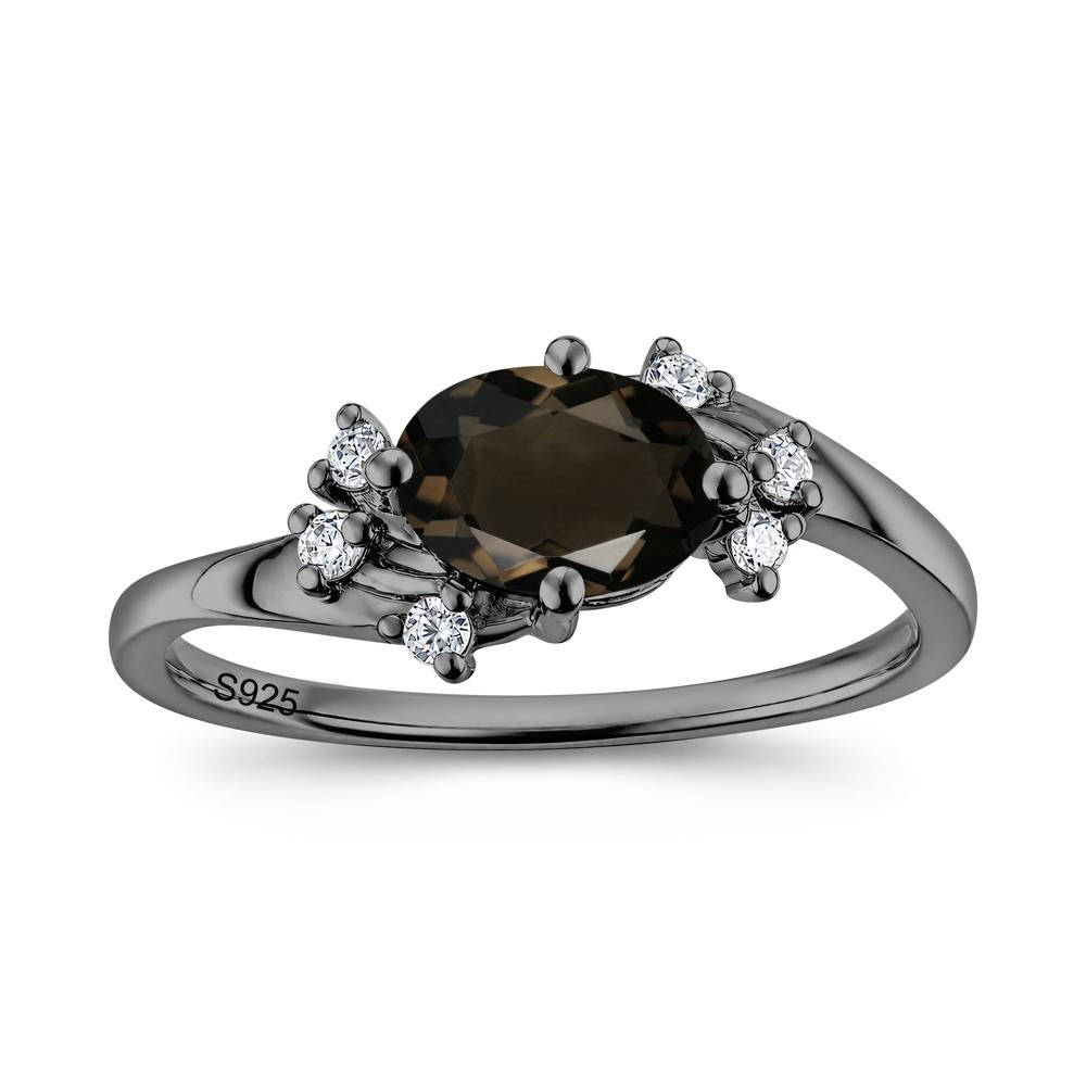 East West Oval Cut Emerald Cluster Ring - LUO Jewelry #gemstone_Smoky Quartz