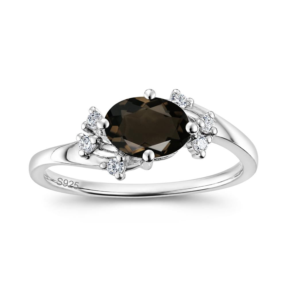 East West Oval Cut Emerald Cluster Ring - LUO Jewelry #gemstone_Smoky Quartz
