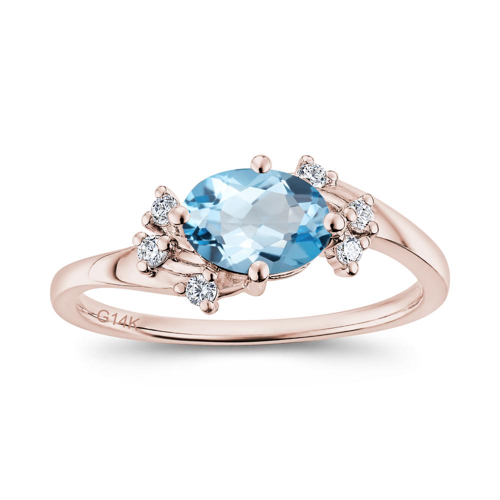 East West Oval Cut Emerald Cluster Ring - LUO Jewelry #gemstone_Swiss Blue Topaz
