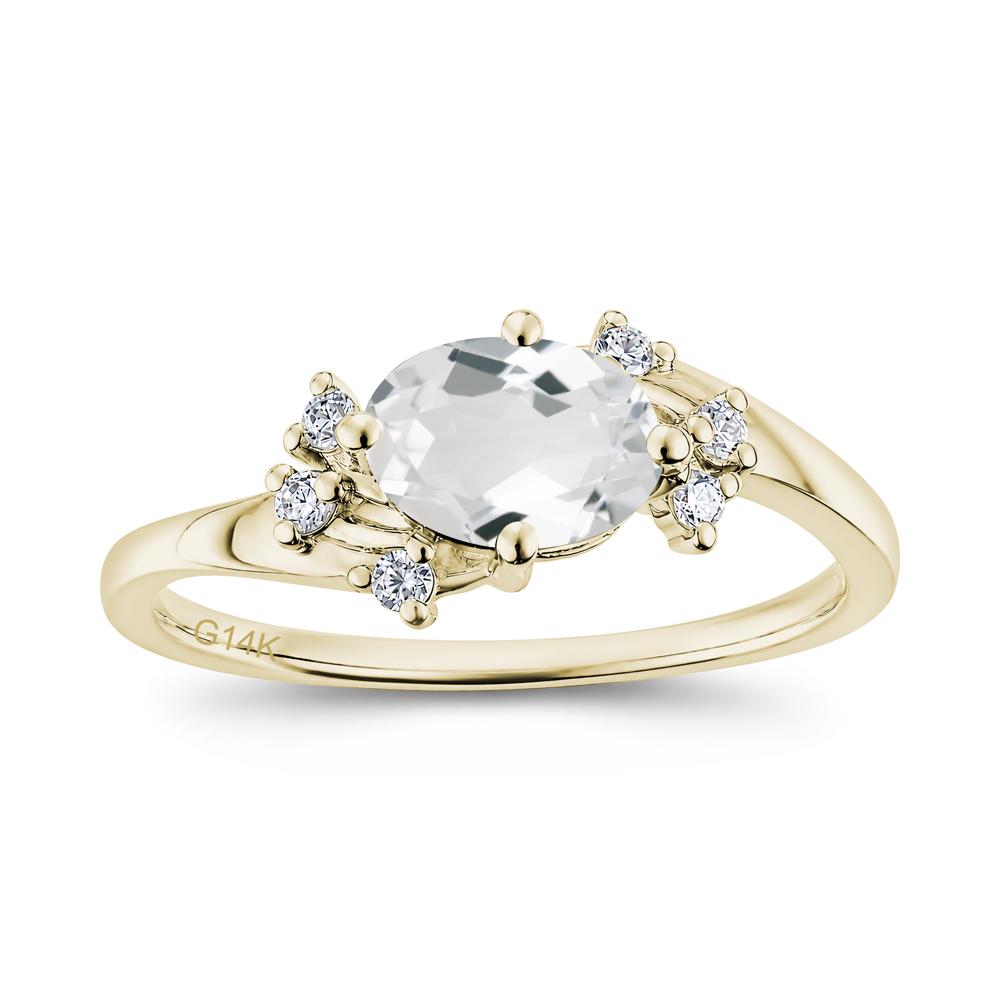 East West Oval Cut Emerald Cluster Ring - LUO Jewelry #gemstone_White Topaz