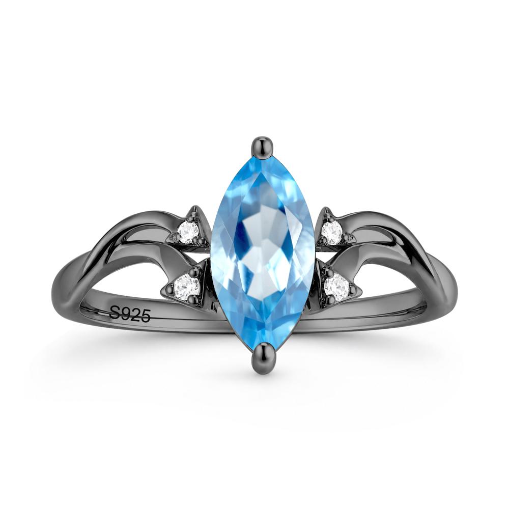 Marquise Cut Alexandrite Arrow Ring - LUO Jewelry #gemstone_Swiss Blue Topaz