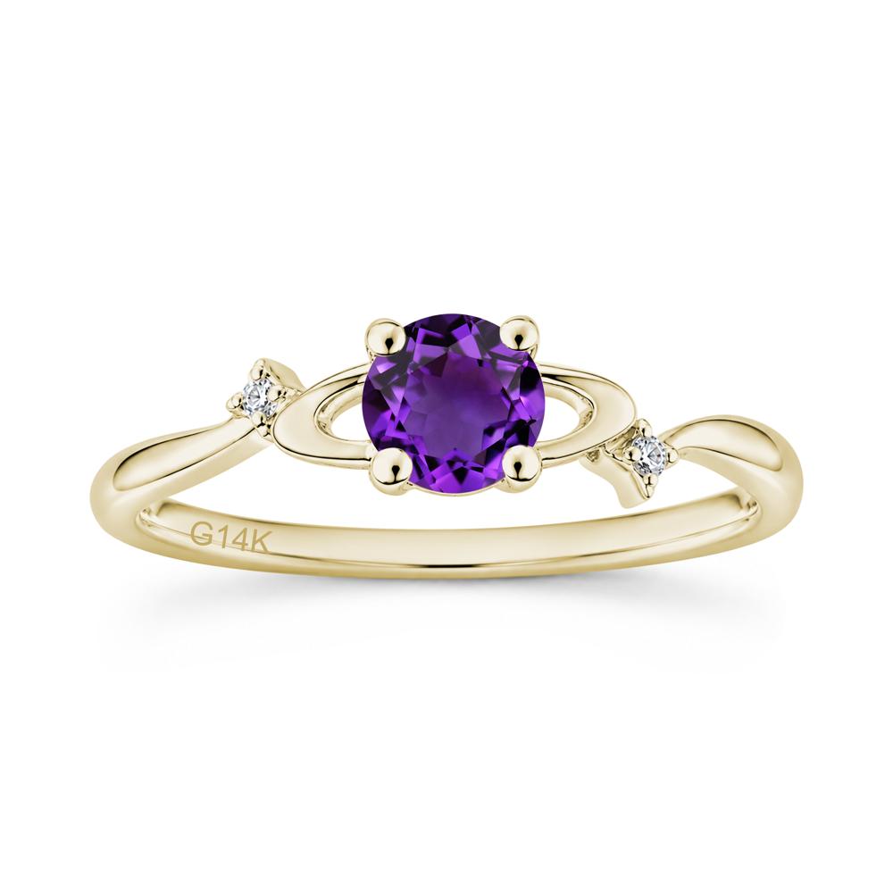 Petite Round Cut Garnet Star Orbit Ring - LUO Jewelry #gemstone_Amethyst