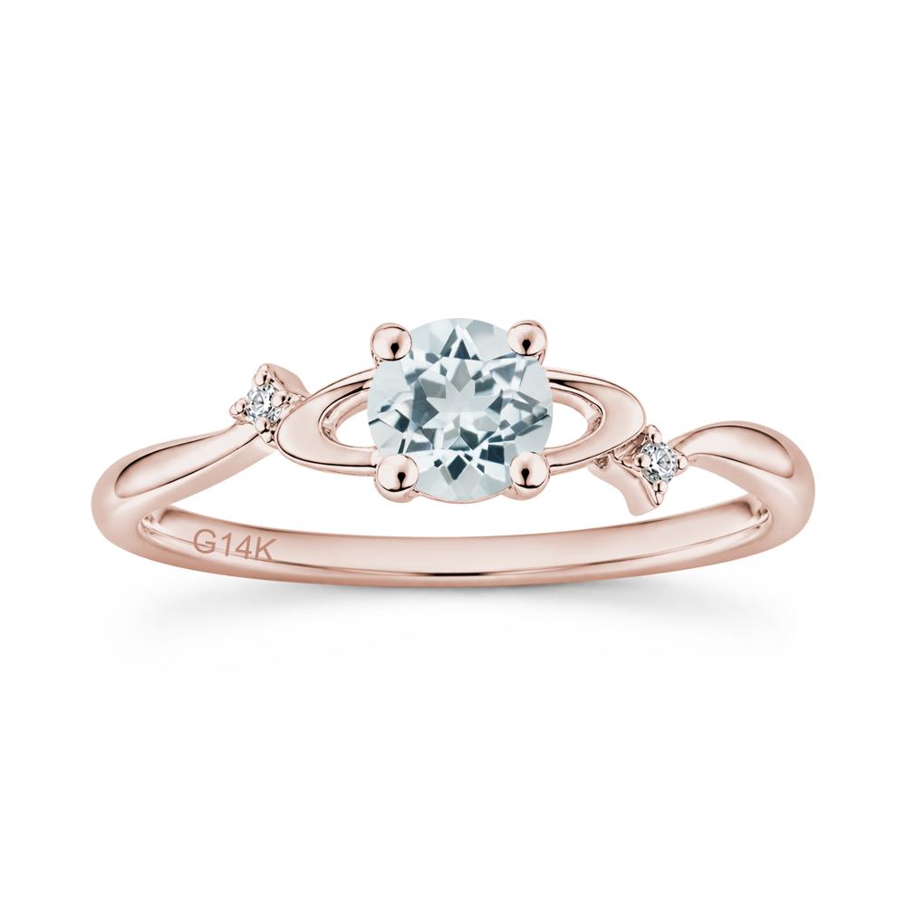 Petite Round Cut Garnet Star Orbit Ring - LUO Jewelry #gemstone_Aquamarine