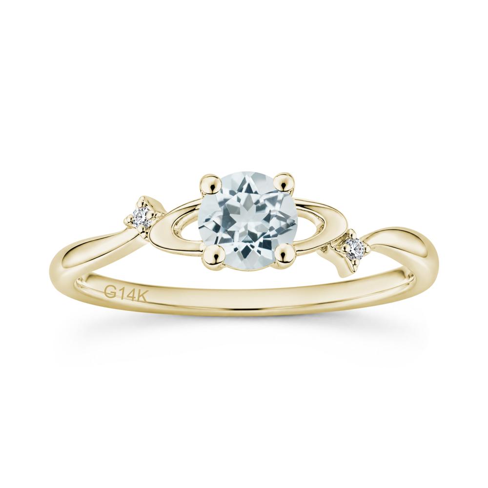 Petite Round Cut Garnet Star Orbit Ring - LUO Jewelry #gemstone_Aquamarine