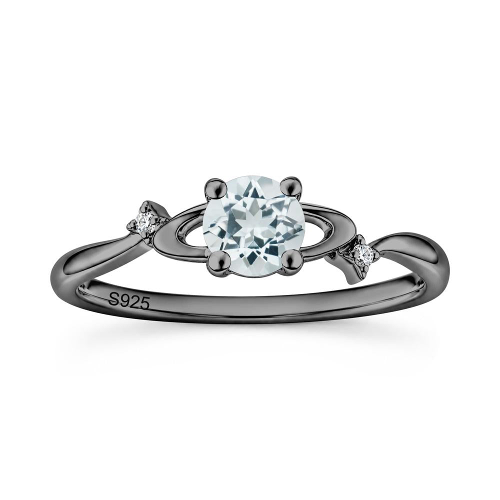 Petite Round Cut Garnet Star Orbit Ring - LUO Jewelry #gemstone_Aquamarine