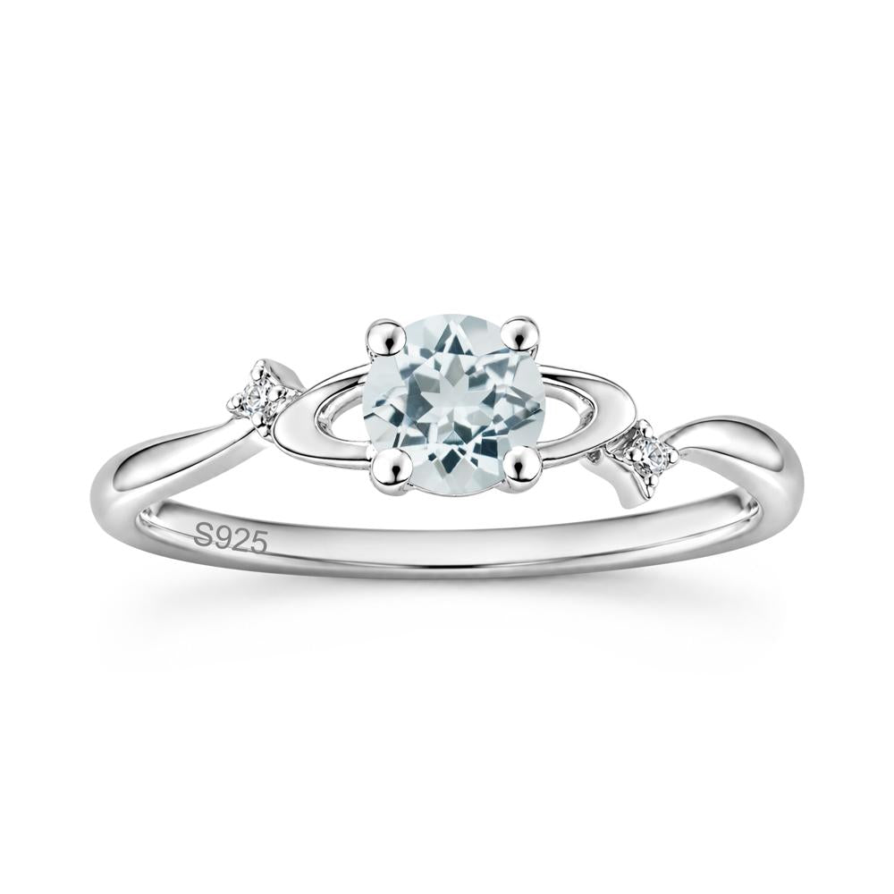Petite Round Cut Garnet Star Orbit Ring - LUO Jewelry #gemstone_Aquamarine
