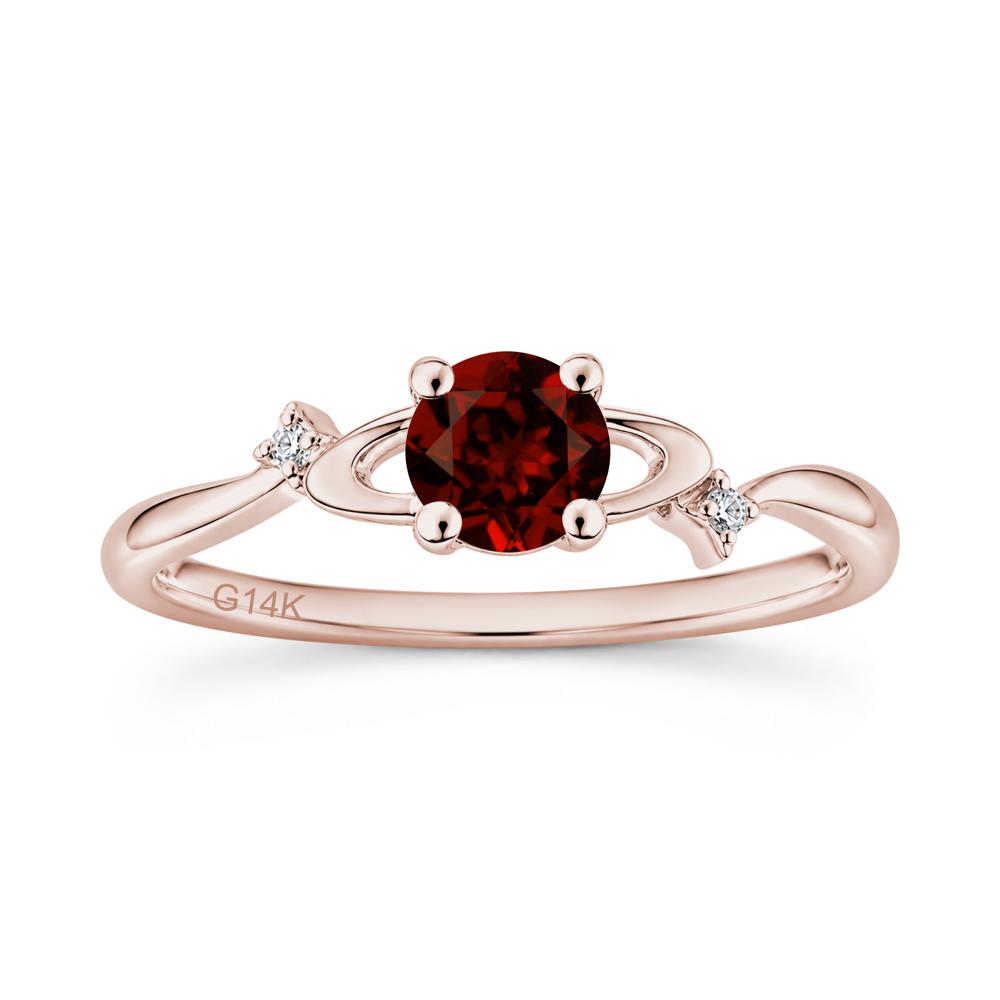 Petite Round Cut Garnet Star Orbit Ring - LUO Jewelry #gemstone_Garnet