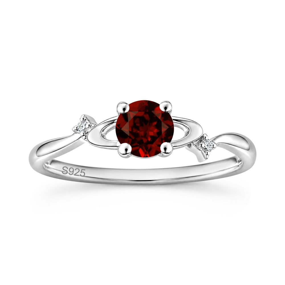 Petite Round Cut Garnet Star Orbit Ring - LUO Jewelry #gemstone_Garnet