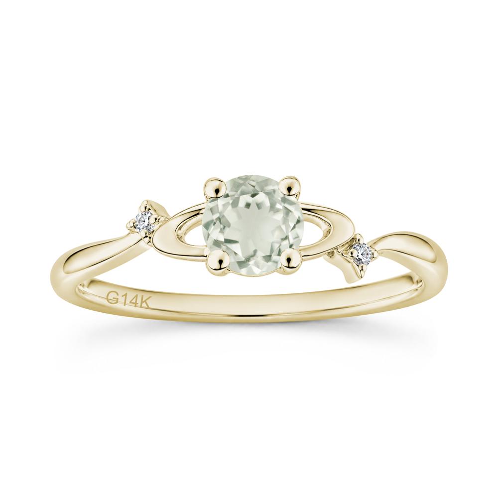 Petite Round Cut Garnet Star Orbit Ring - LUO Jewelry #gemstone_Green Amethyst