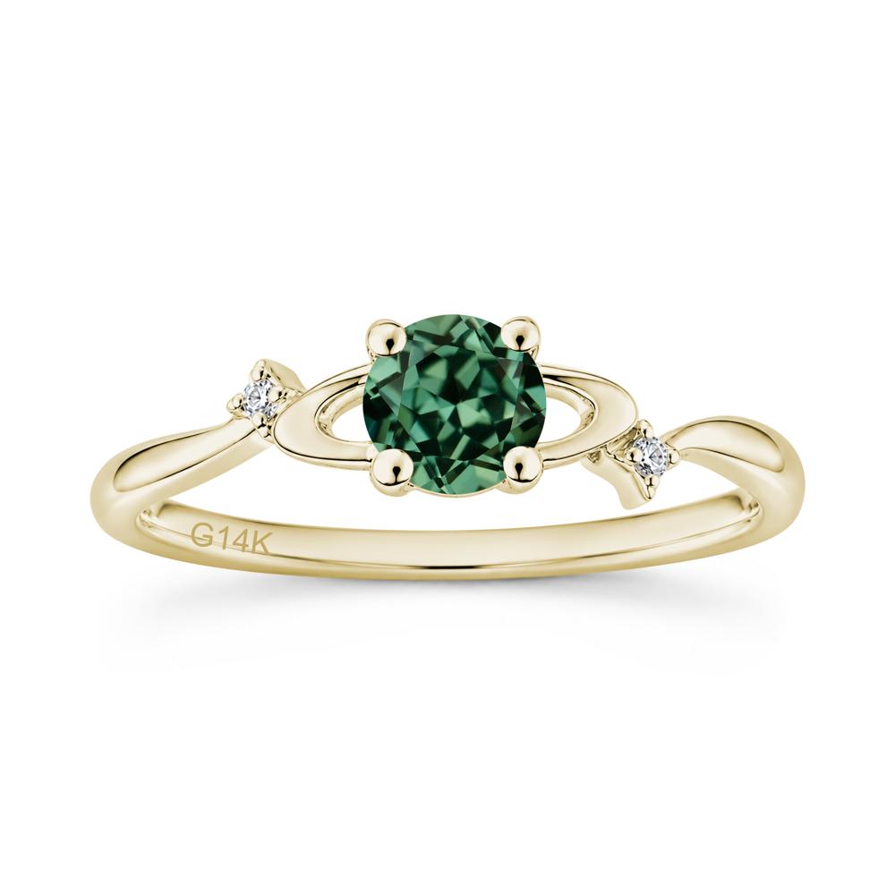 Petite Round Cut Garnet Star Orbit Ring - LUO Jewelry #gemstone_Green Sapphire