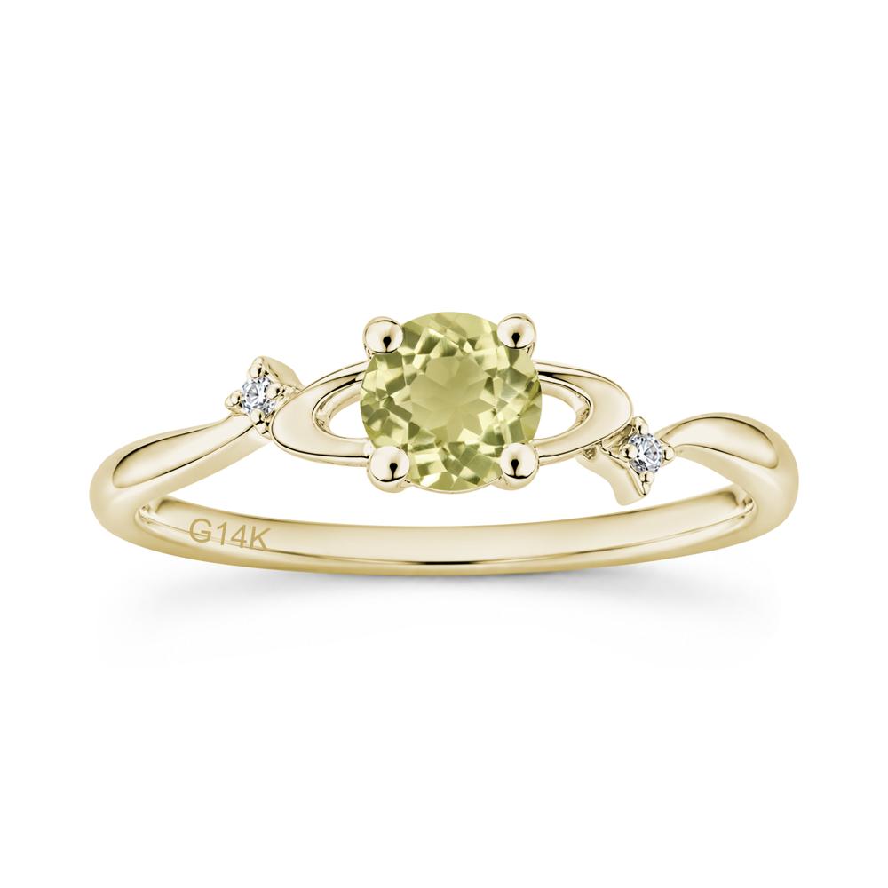 Petite Round Cut Garnet Star Orbit Ring - LUO Jewelry #gemstone_Lemon Quartz