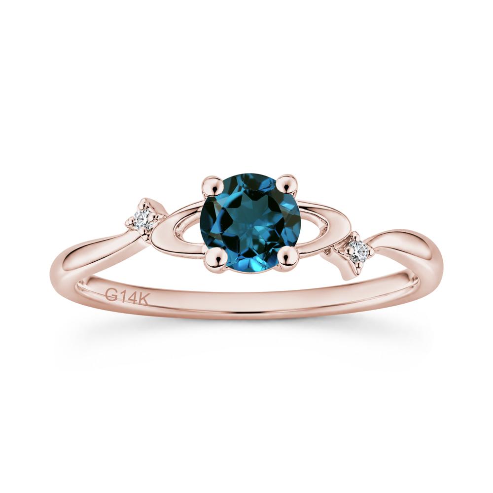 Petite Round Cut Garnet Star Orbit Ring - LUO Jewelry #gemstone_London Blue Topaz