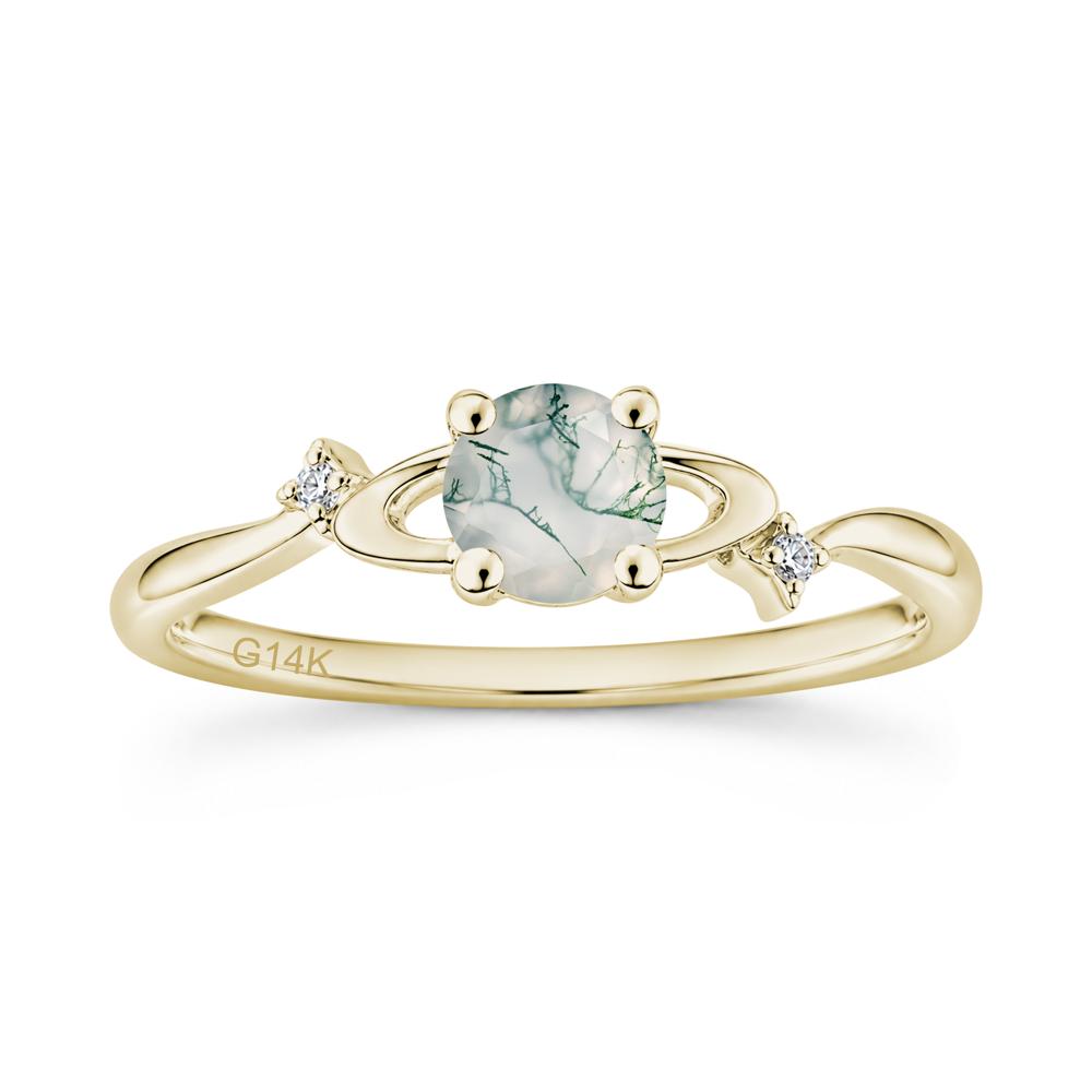 Petite Round Cut Garnet Star Orbit Ring - LUO Jewelry #gemstone_Moss Agate