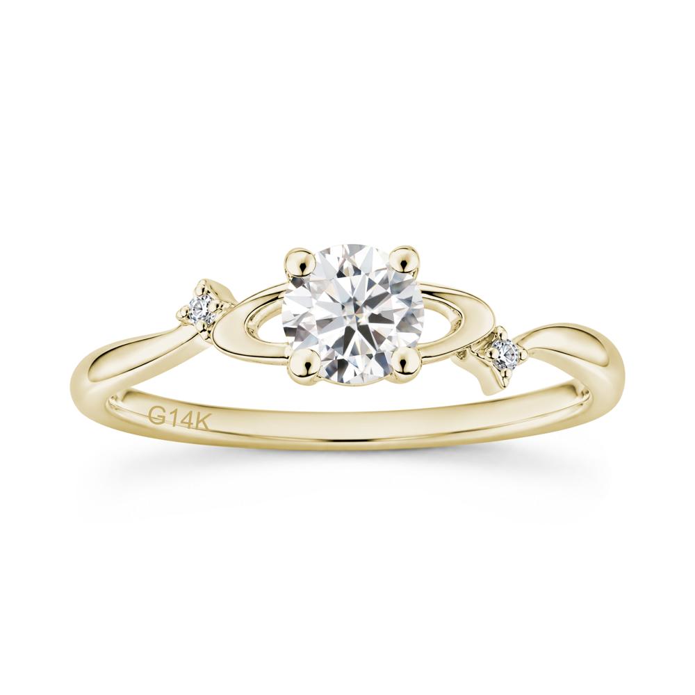 Petite Round Cut Garnet Star Orbit Ring - LUO Jewelry #gemstone_Moissanite