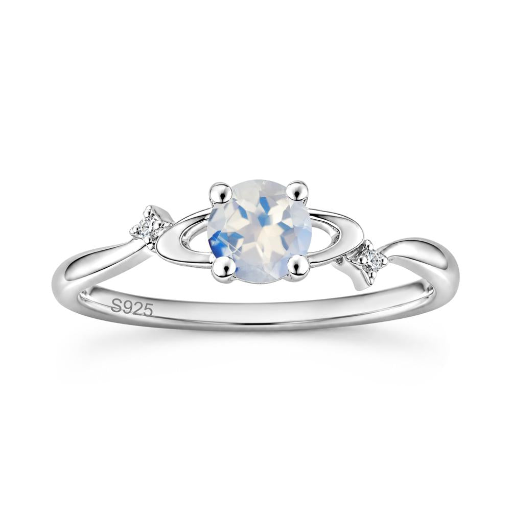 Petite Round Cut Garnet Star Orbit Ring - LUO Jewelry #gemstone_Moonstone