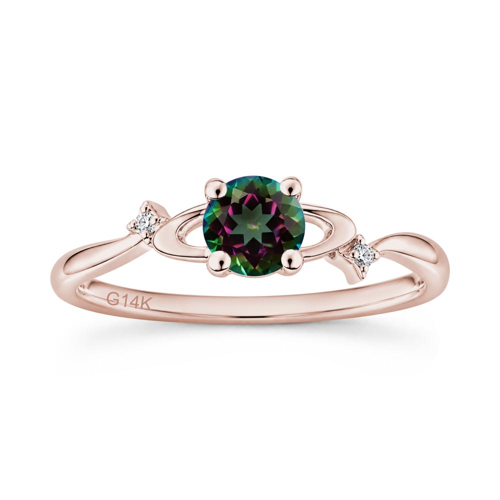 Petite Round Cut Garnet Star Orbit Ring - LUO Jewelry #gemstone_Mystic Topaz