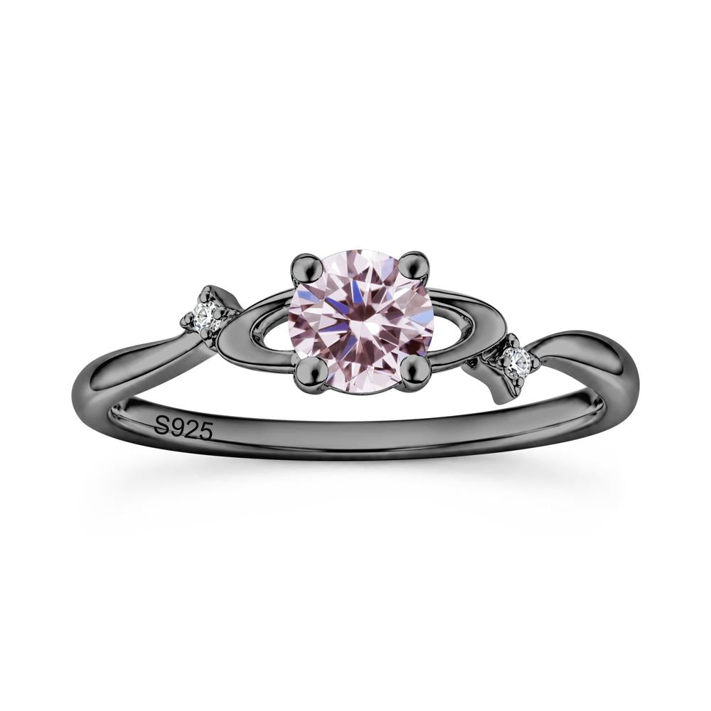 Petite Round Cut Garnet Star Orbit Ring - LUO Jewelry #gemstone_Pink Cubic Zirconia