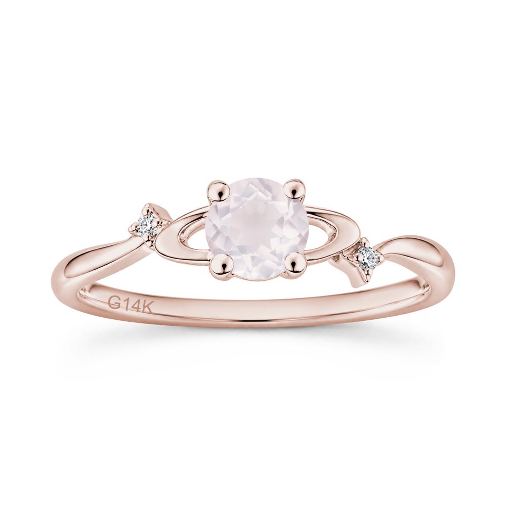 Petite Round Cut Garnet Star Orbit Ring - LUO Jewelry #gemstone_Rose Quartz
