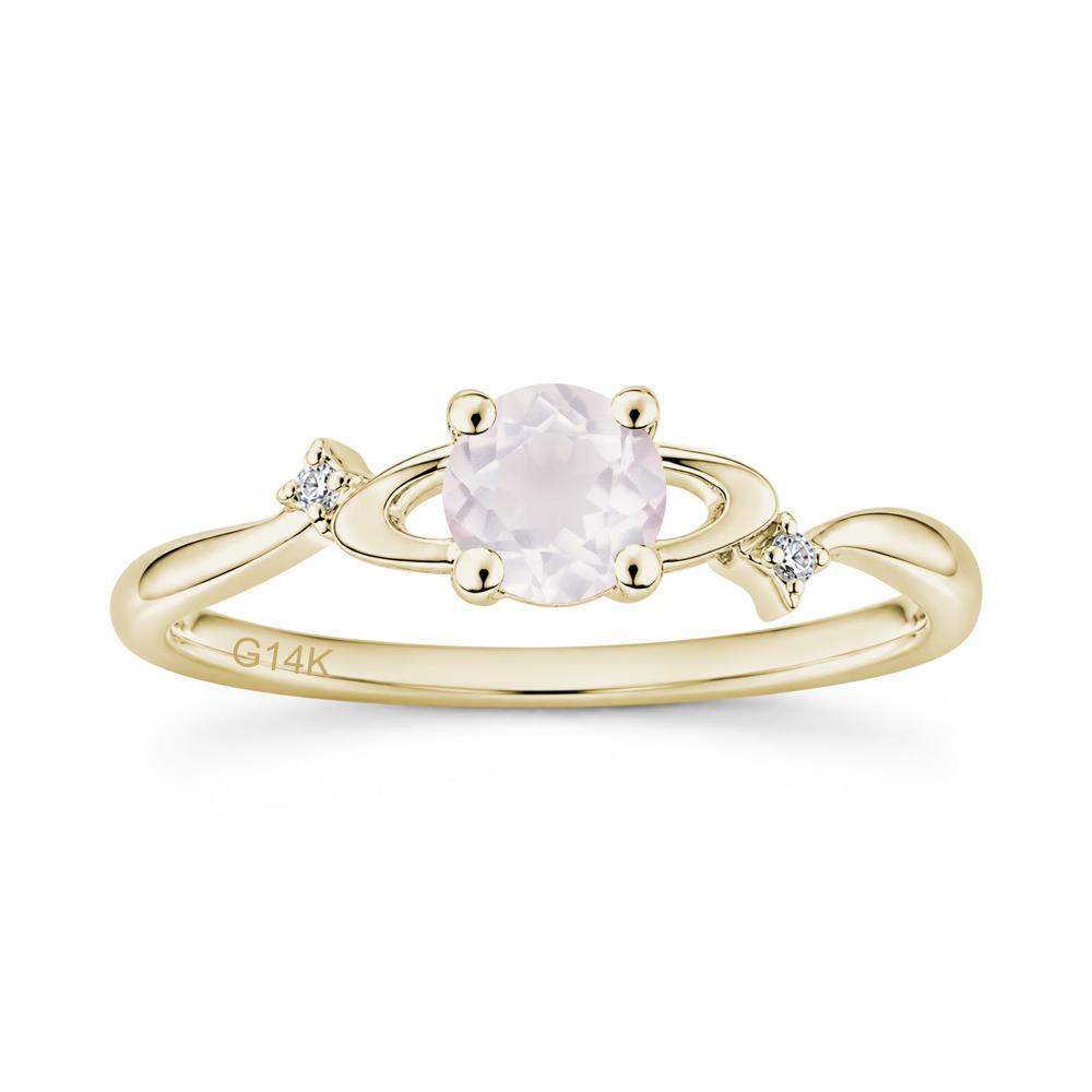 Petite Round Cut Garnet Star Orbit Ring - LUO Jewelry #gemstone_Rose Quartz