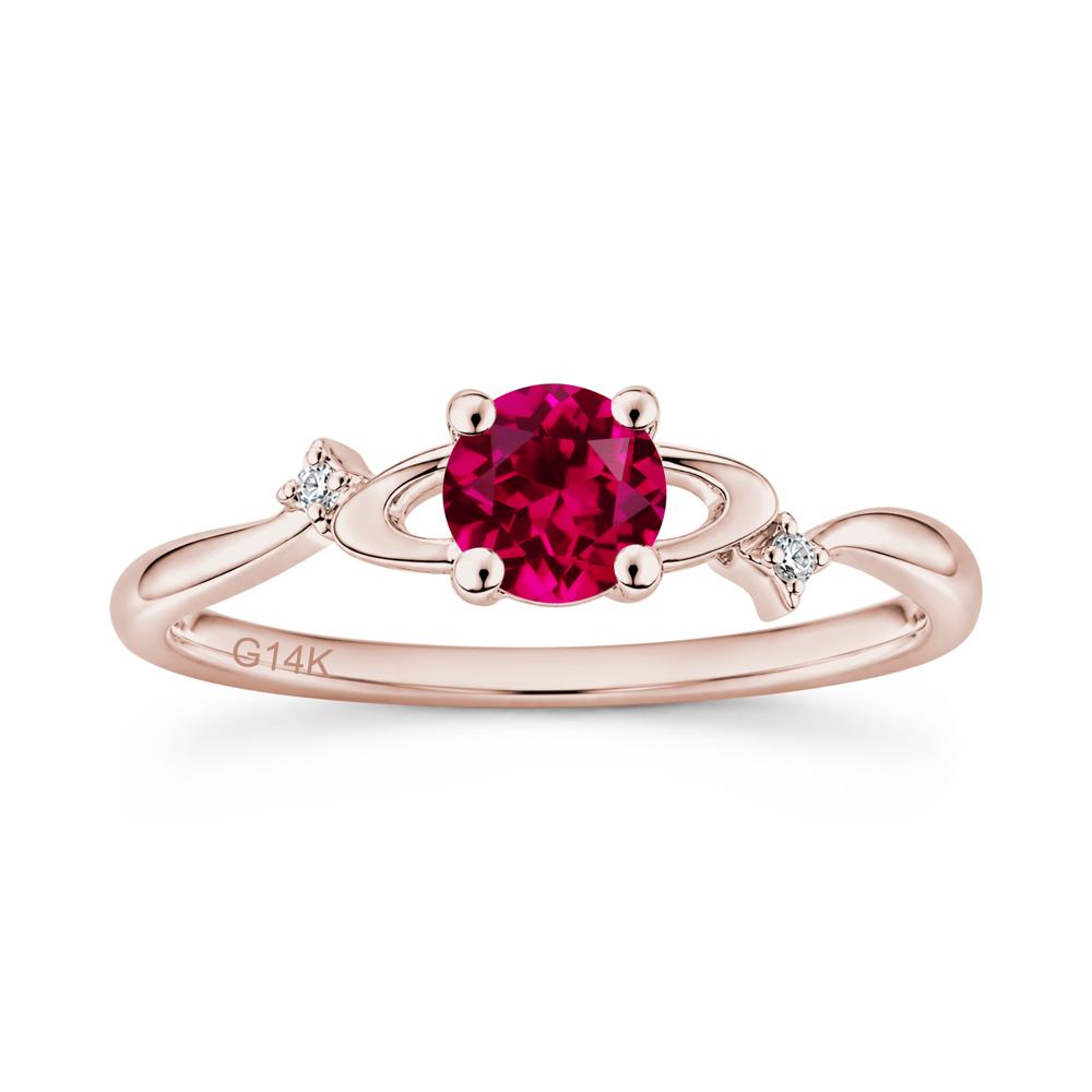 Petite Round Cut Garnet Star Orbit Ring - LUO Jewelry #gemstone_Ruby